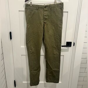 Buck Mason Slim Fit Twill Officer Pant Olive Chinos